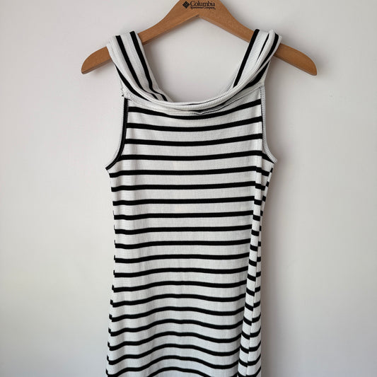 Mirrou Black & White Striped Maxi Dress – Size L