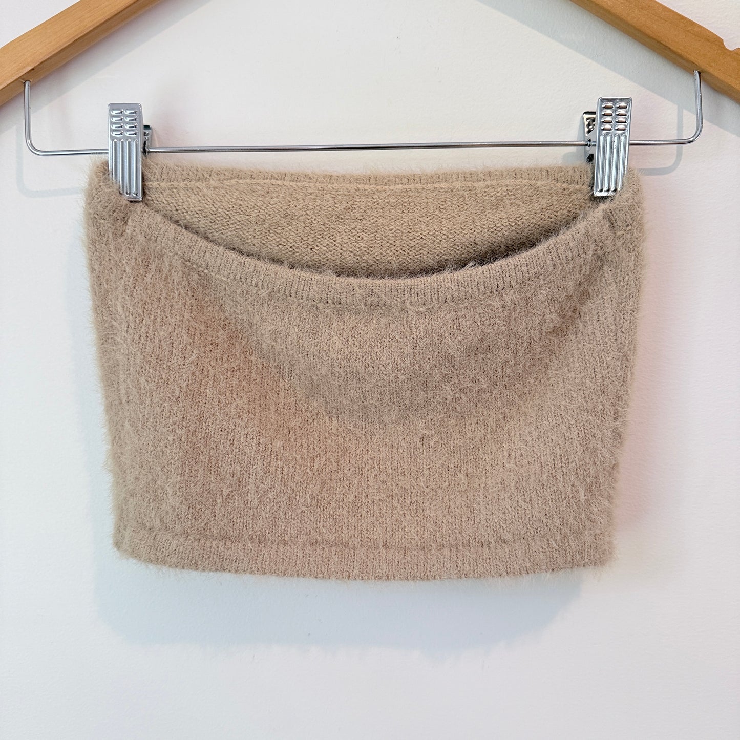 Glassons Size S Beige Fuzzy Knitted Tube Top