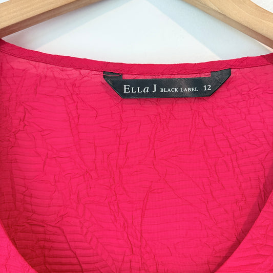 Ella J Black Label Size 12 Hot Pink Sheer Tunic Top