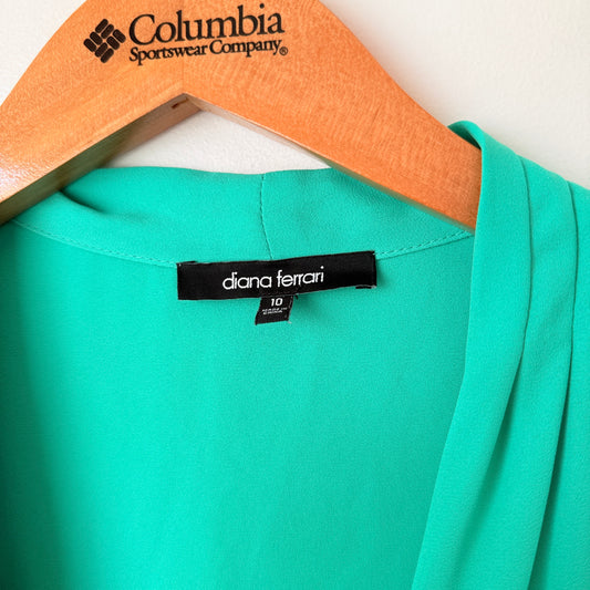 Diana Ferrari Size 10 Sleeveless Top with Draped Surplice V-Neck & Asymmetrical Hem