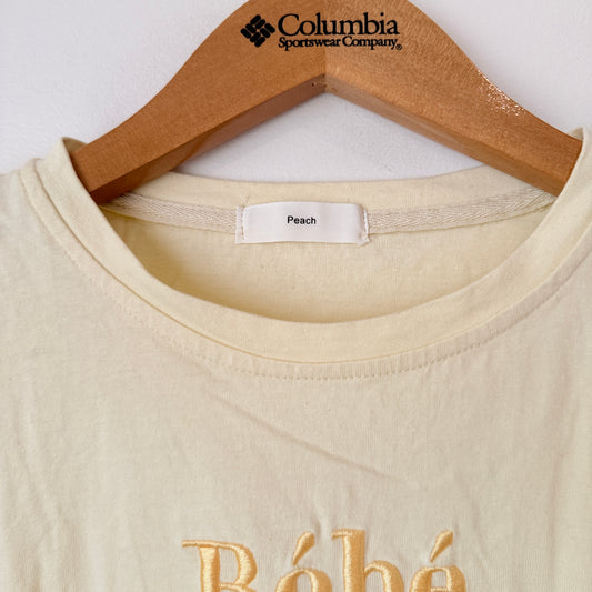Peach Size U/Arm to U/Arm 49cm Light Yellow Cotton T-Shirt