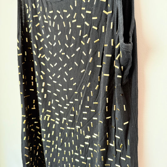 Brand Unknown Black Sleeveless Gold Embellished Top Size U/Arm to U/Arm 46cm