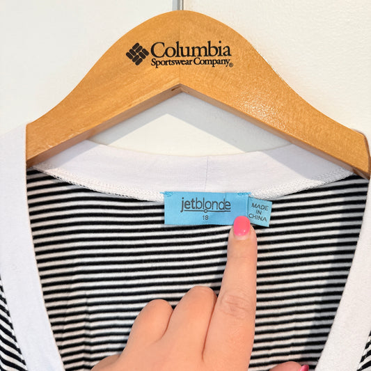 Jetblonde Size 10 Black and White Striped Cardigan