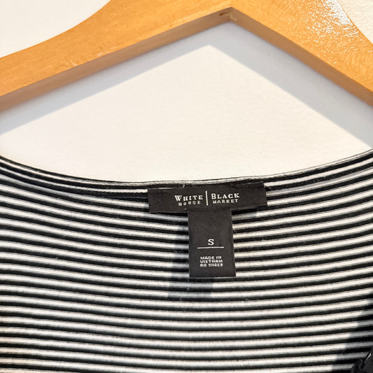 WHITE HOUSE BLACK MARKET Ruffle Trim Striped Top - Size S