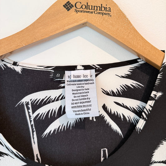 Home-lee Palm Tree Print Tunic Black & White - Size 8