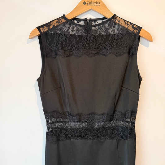 Brand Unknown Size 38 Black Lace-Panel Sleeveless Dress