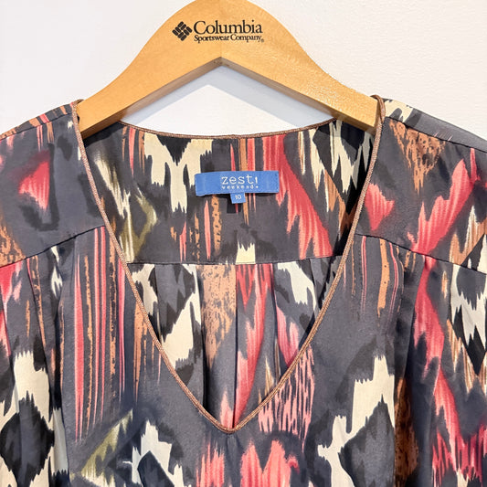 Zest Weekend Ikat Print Tunic - Multi - Size 10