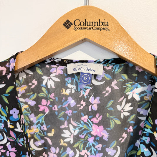 Seven Stars Floral V Neck Blouse - Size 12