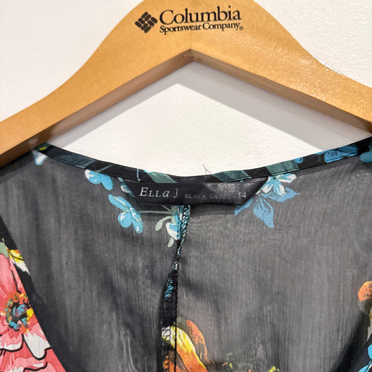 Ella J Size 14 Floral Print Sleeveless Blouse