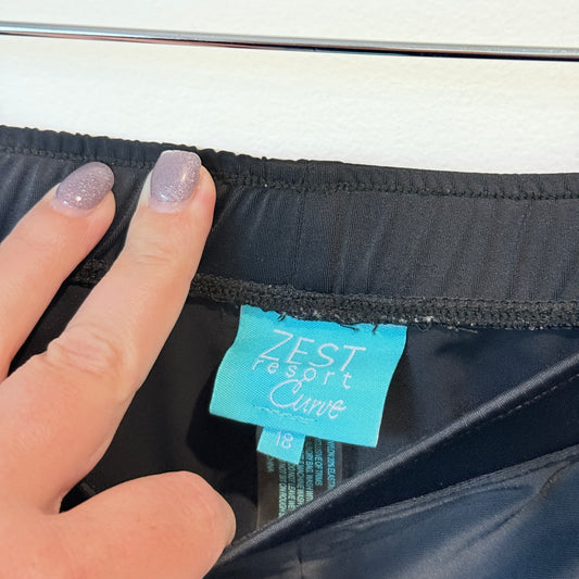 Zest Resort Curve 18 Black Women’s Shorts Laser-Cut Scallop Hem Swim Shorts