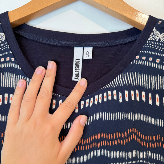 Loobies Story Size 8 Patterned Short-Sleeved Blouse