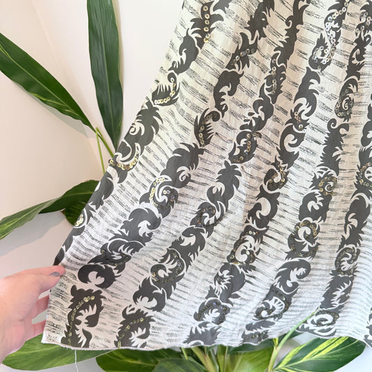 Verge Skirt in Black and Cream Abstract Print - Size 18