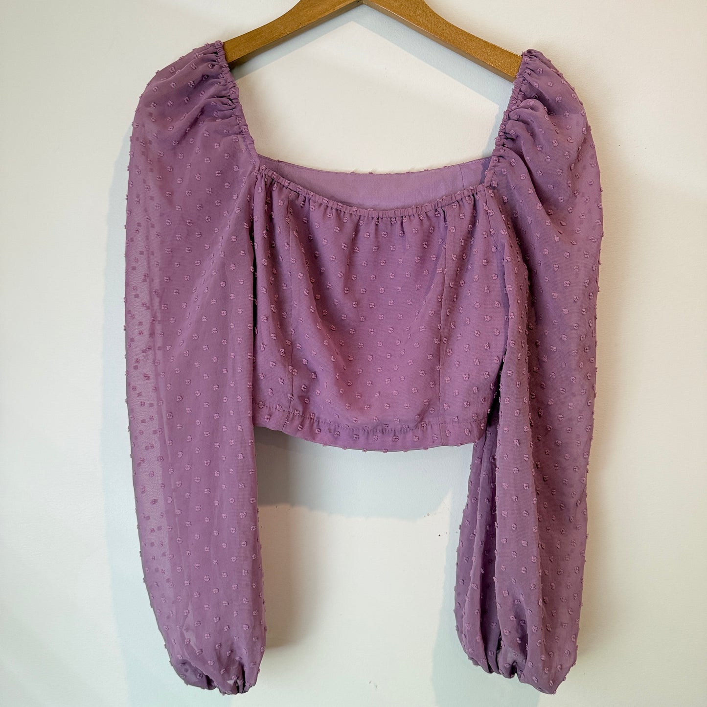 Boohoo Size 10 Textured Long-Sleeved Crop Top