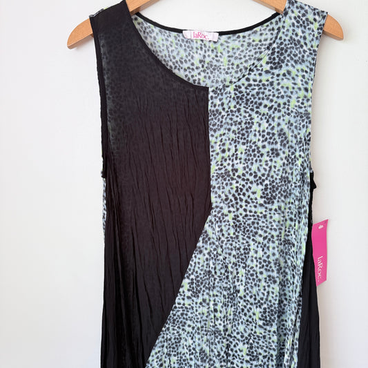 laRoc (NZ) Tokyo Slip Dress Black Leopard Print - 53cm U/arm to U/arm