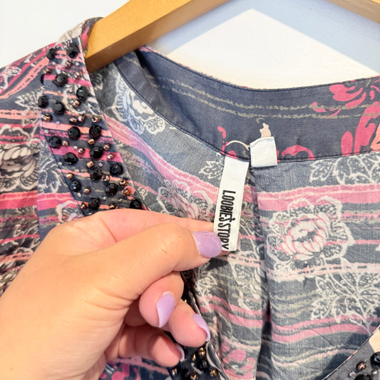 Lobies Story Size 14 Silk Blend Floral Print Blouse