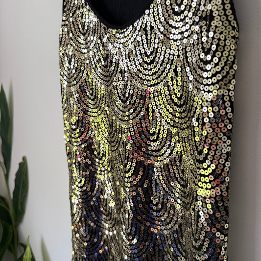 Pagani Sequin Tank Top Black/Gold - 8