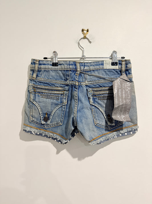 Taverniti So Jeans Denim Shorts Polka Dot Cuff Size 27