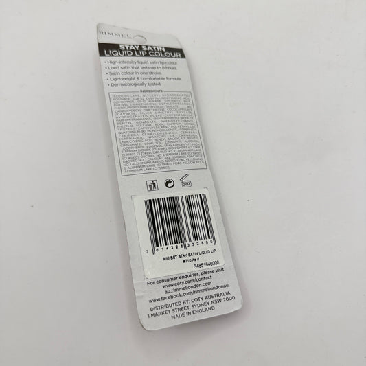 Rimmel Stay Satin Liquid Lip Colour – 5.5mL Long-Wear Nude Shade