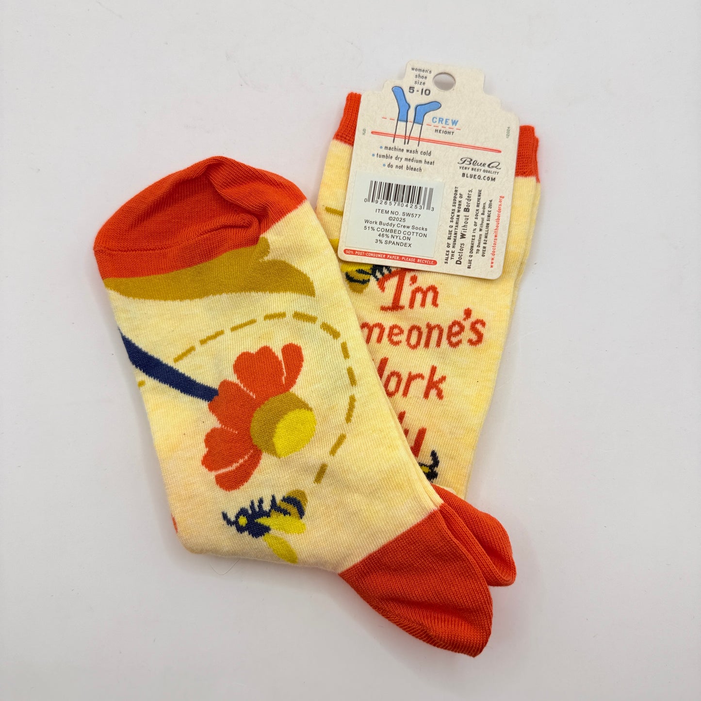 Blue Q “I’m Someone’s Work Buddy” Crew Socks - Women’s 5–10