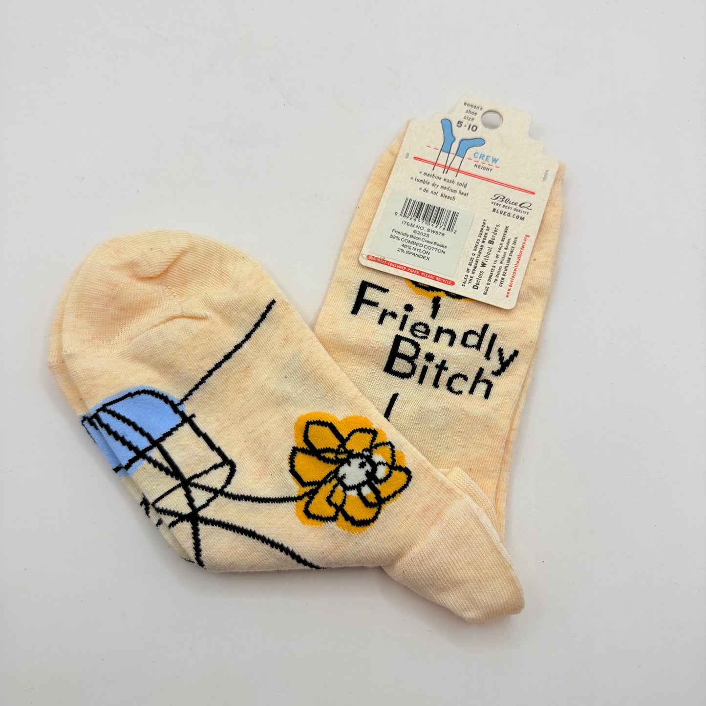 Blue Q Friendly Bitch Crew Socks – Women’s 5–10