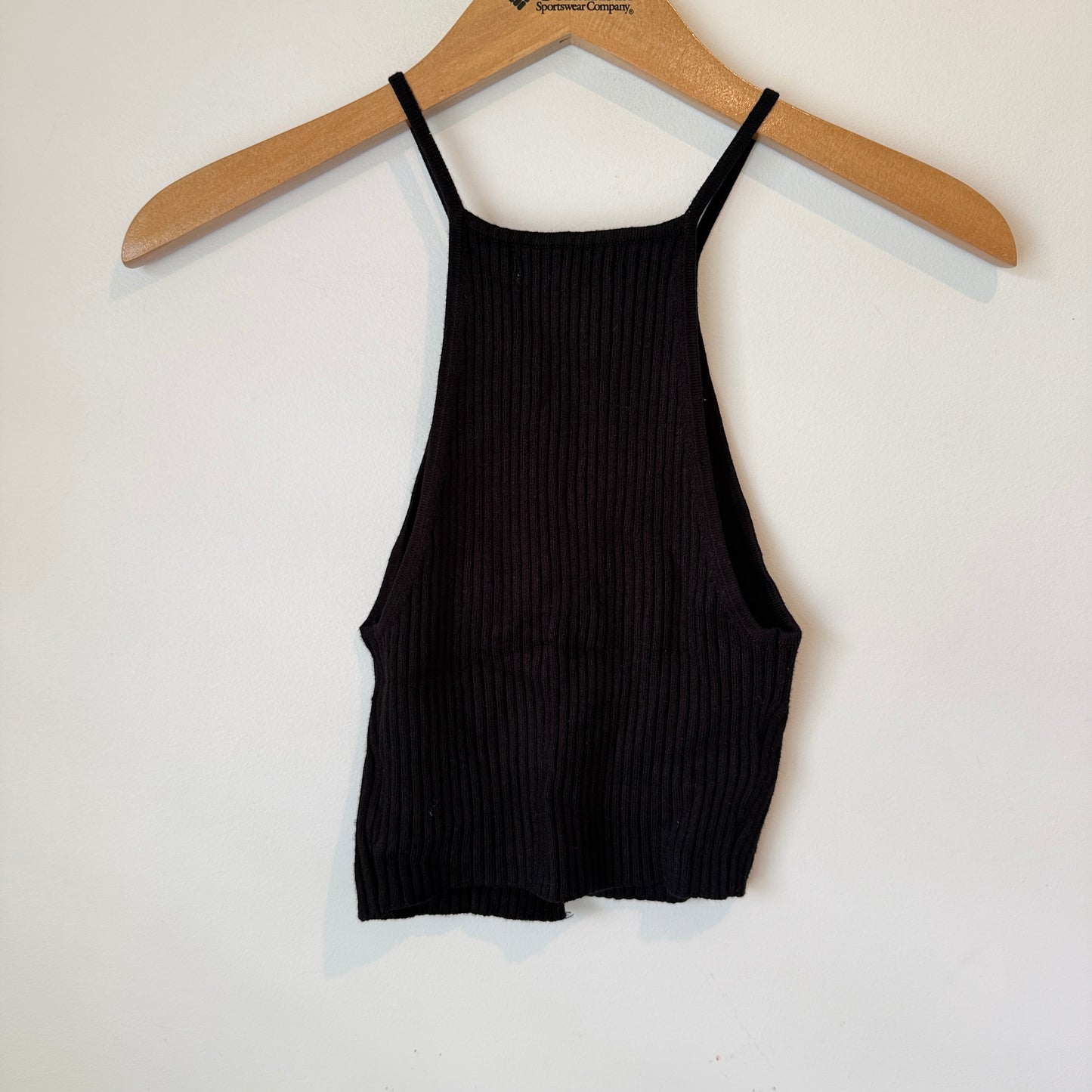 Urban Outfitters Size S Black Ribbed Knit Halter Top