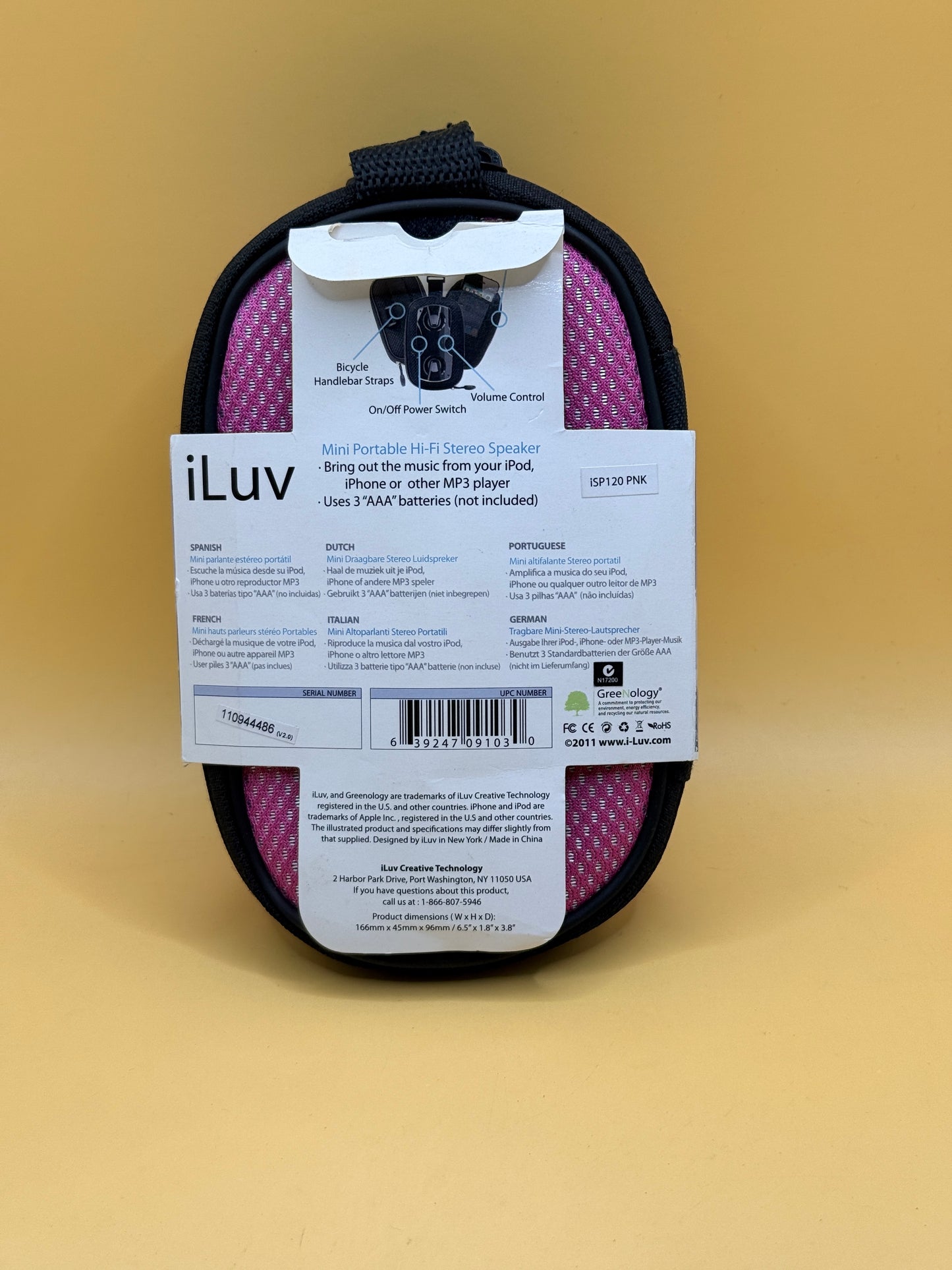 iLuv Portable Hi-Fi Speaker Sports Pink Mini Stereo Speaker