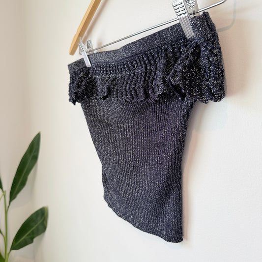Glassons Black Glitter Off-Shoulder Knit Top Size M