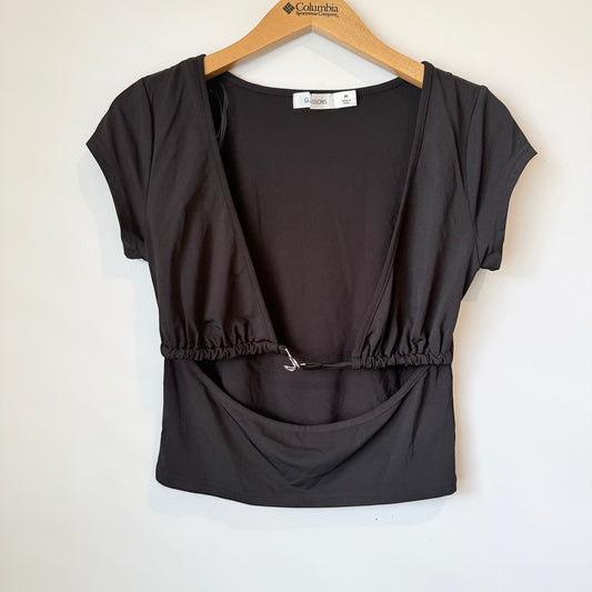 Glassons Black Cut-Out Hook Detail Top Size M