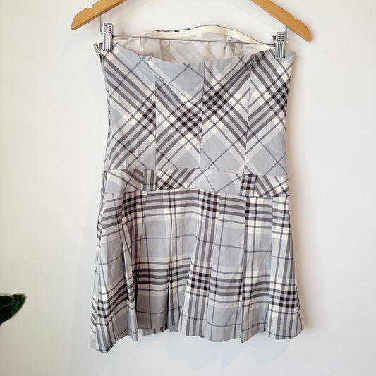 Glassons Grey Check Strapless Pleated Dress Size 10
