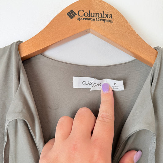 Glassons Taupe Sleeveless Tie-Front Dress Size M