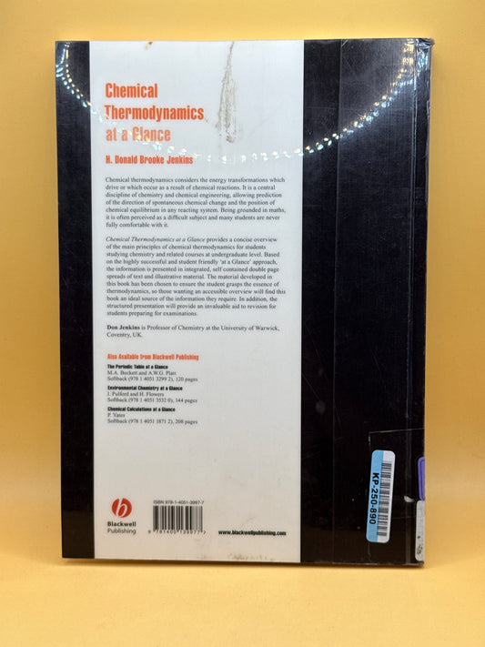 Chemical Thermodynamics at a Glance by H. Donald Brooke Jenkins