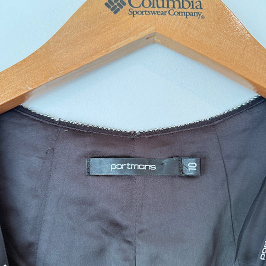 Portmans Size 10 Black Longline Sleeveless Blazer Vest