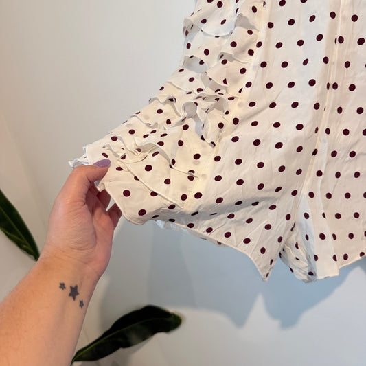 SIR Size 0 Polka Dot 100% Silk Ruffle Shorts