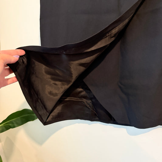 Shanghai Tang Size 44 Black Faux Wrap Skirt