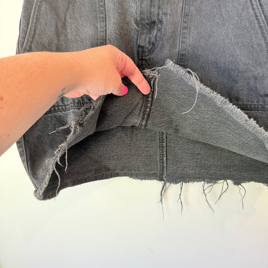 Pull & Bear Size 28 High-Waist Dark Grey Denim Mini Skirt