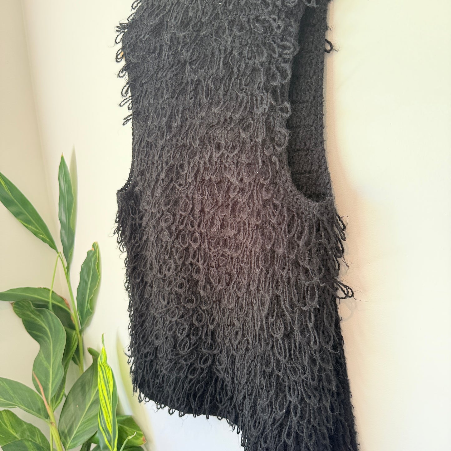 Decjuba Black Fluffy Knit Vest Size S/M
