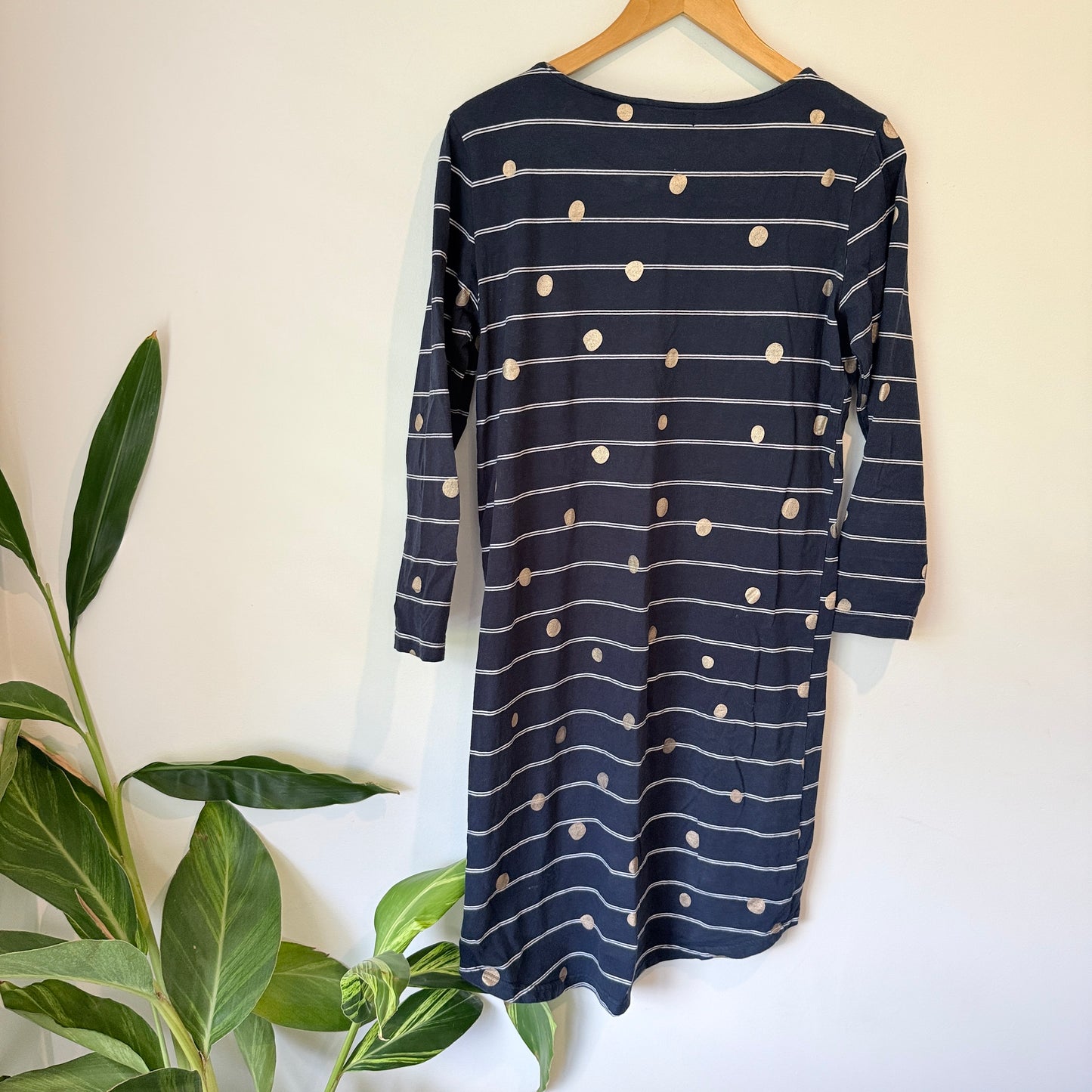 Zafina Navy Stripe & Dot Knit Dress – Size 10