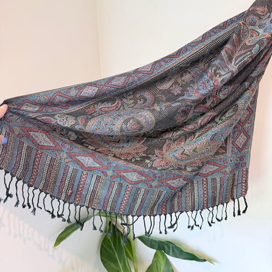 Paisley Boho Fringed Scarf / Shawl