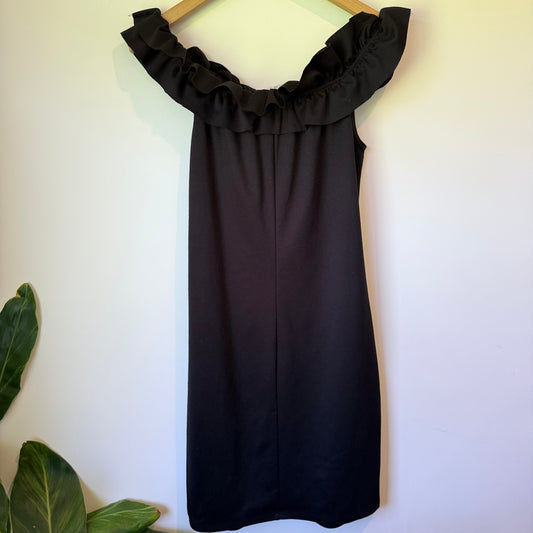 Free 2B U Black Ruffled Off-Shoulder Dress in Size 12