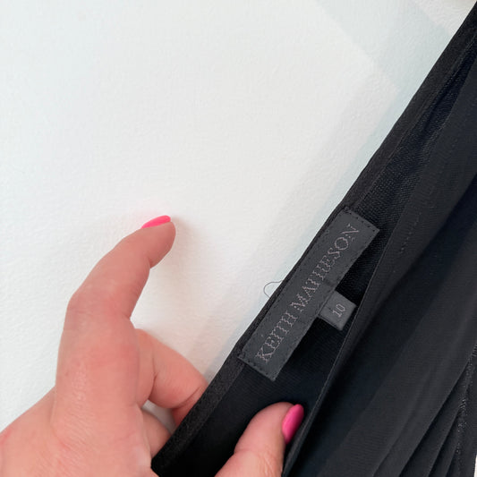 KEITH MATHIESON V-Neck Ruched Slip Dress Black - 10