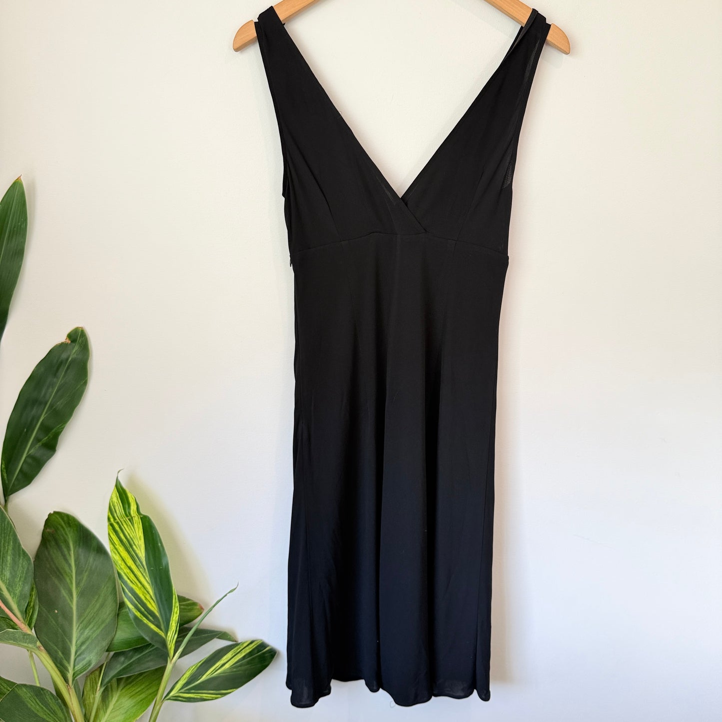 KEITH MATHIESON V-Neck Ruched Slip Dress Black - 10