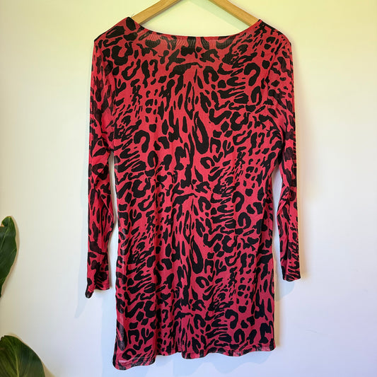 Merric Red & Black Leopard Print Dress – Size 12