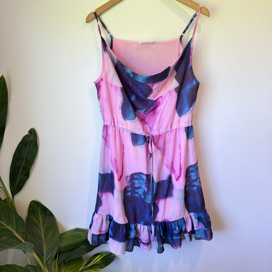 Pia Cowl Neck Floral Pink Dress Size M