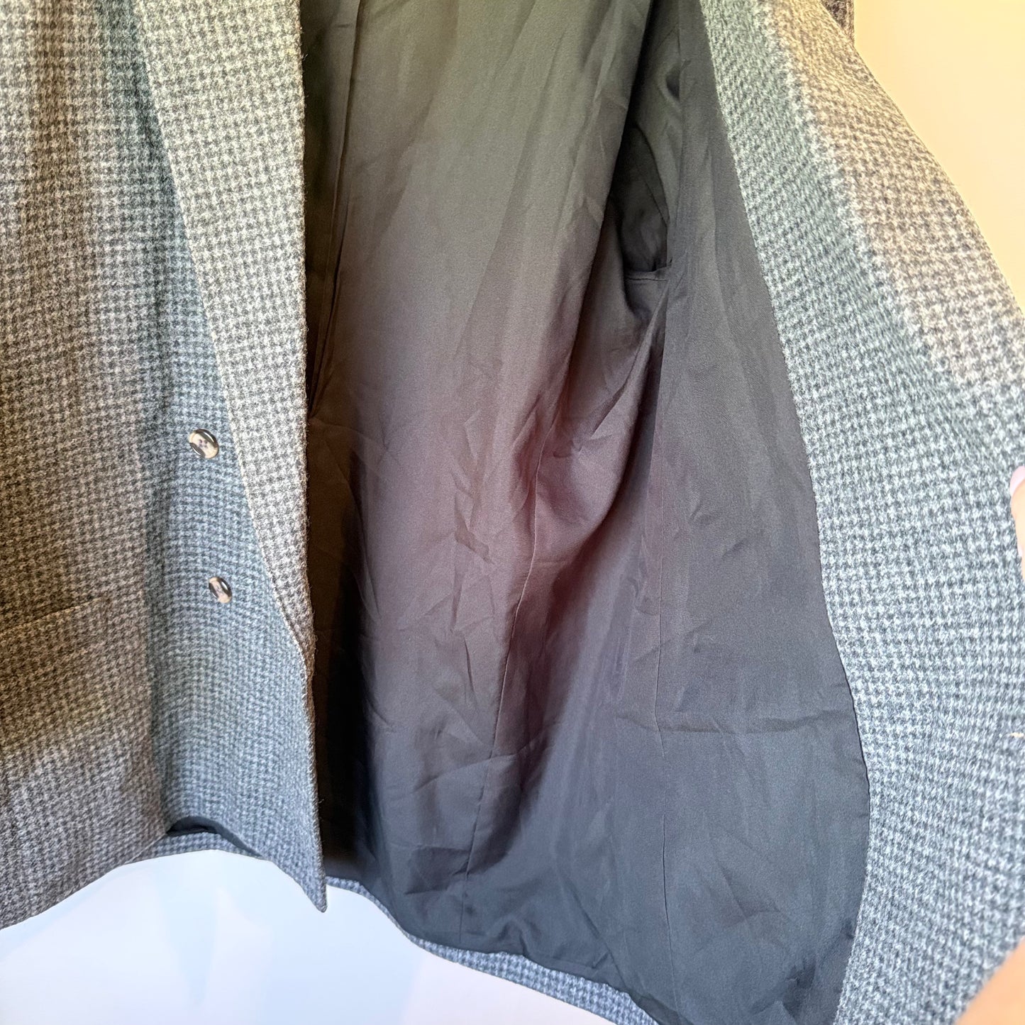 Sportscraft (NZ Made) Size 16 Gray Houndstooth Wool Blazer – Double-Breasted Classic