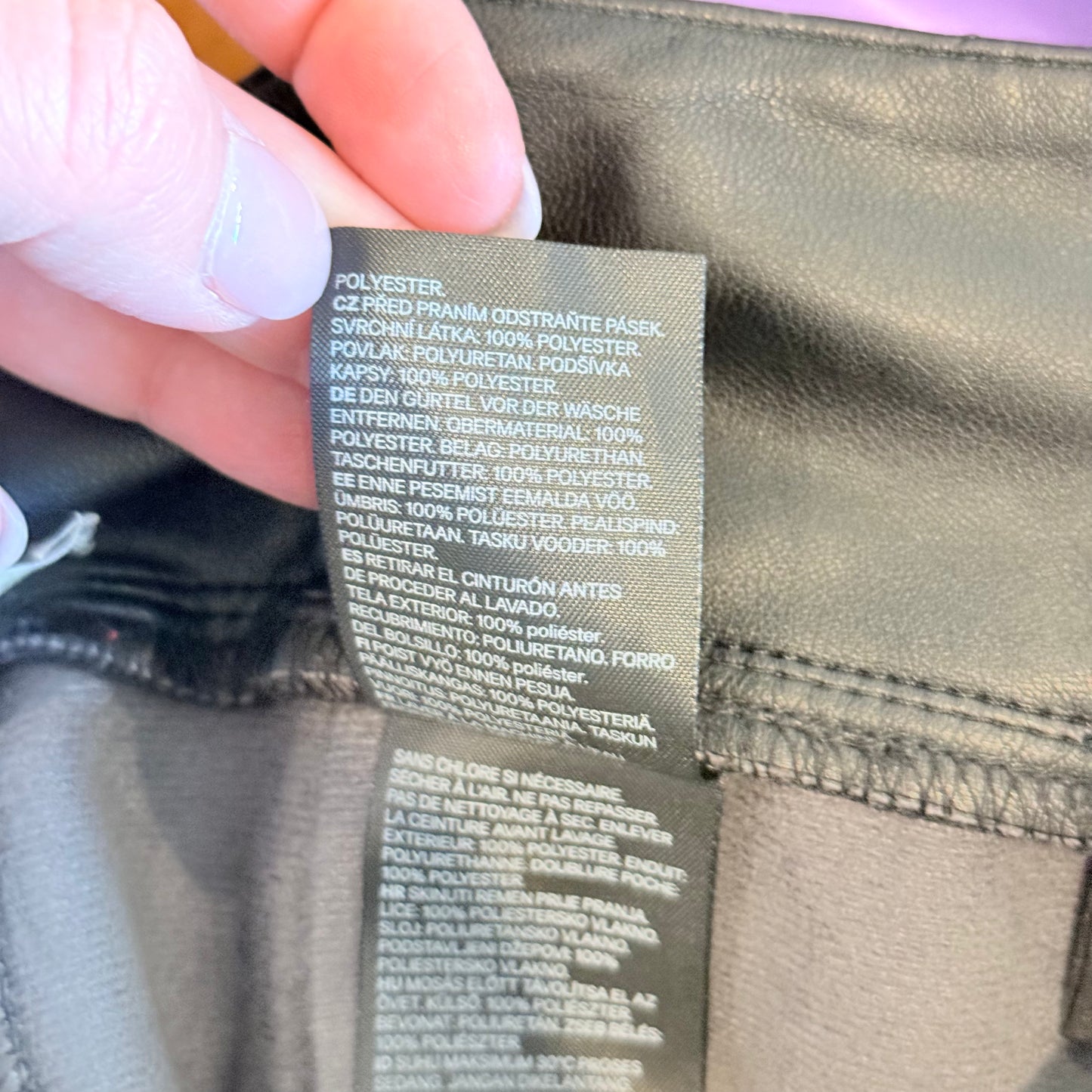 H&M Size 14 Black Faux Leather Pants