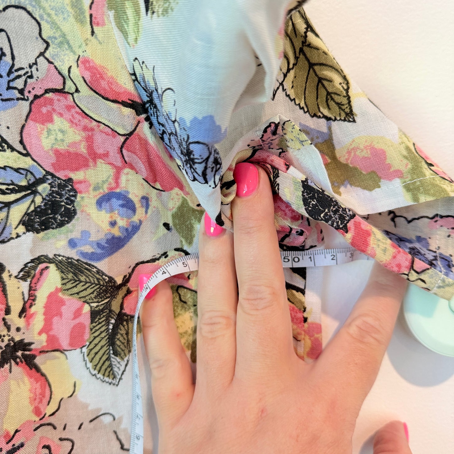 Susie Holland NZ Made Cotton Floral Ruffle Detail Top - 51cm Underarm