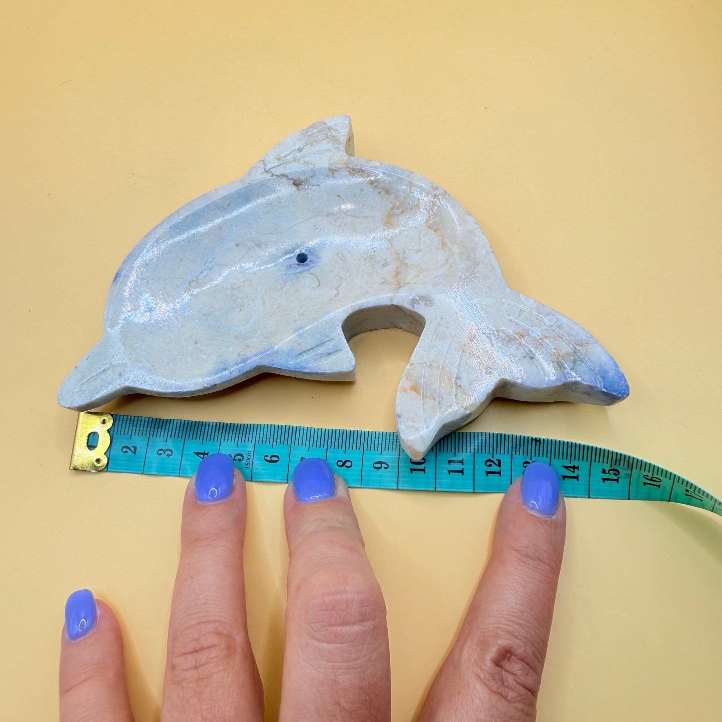 Dolphin-Shaped Stone Trinket Dish – 13–14cm