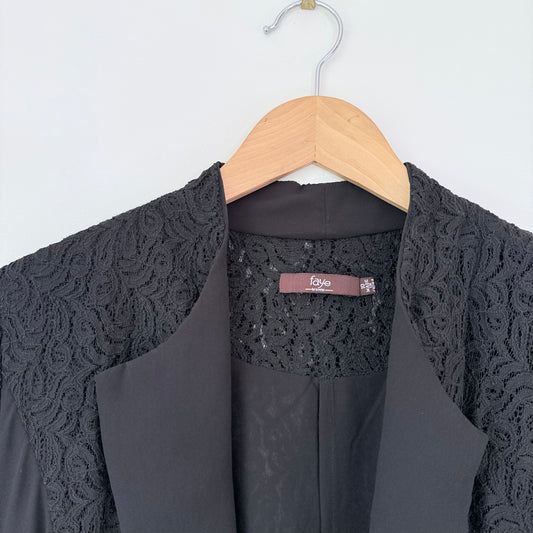 Faye Brown Size 10 Black Lace Dress Coat Set