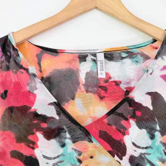 Preen Sleeveless Floral Ruffled Top – Size XL