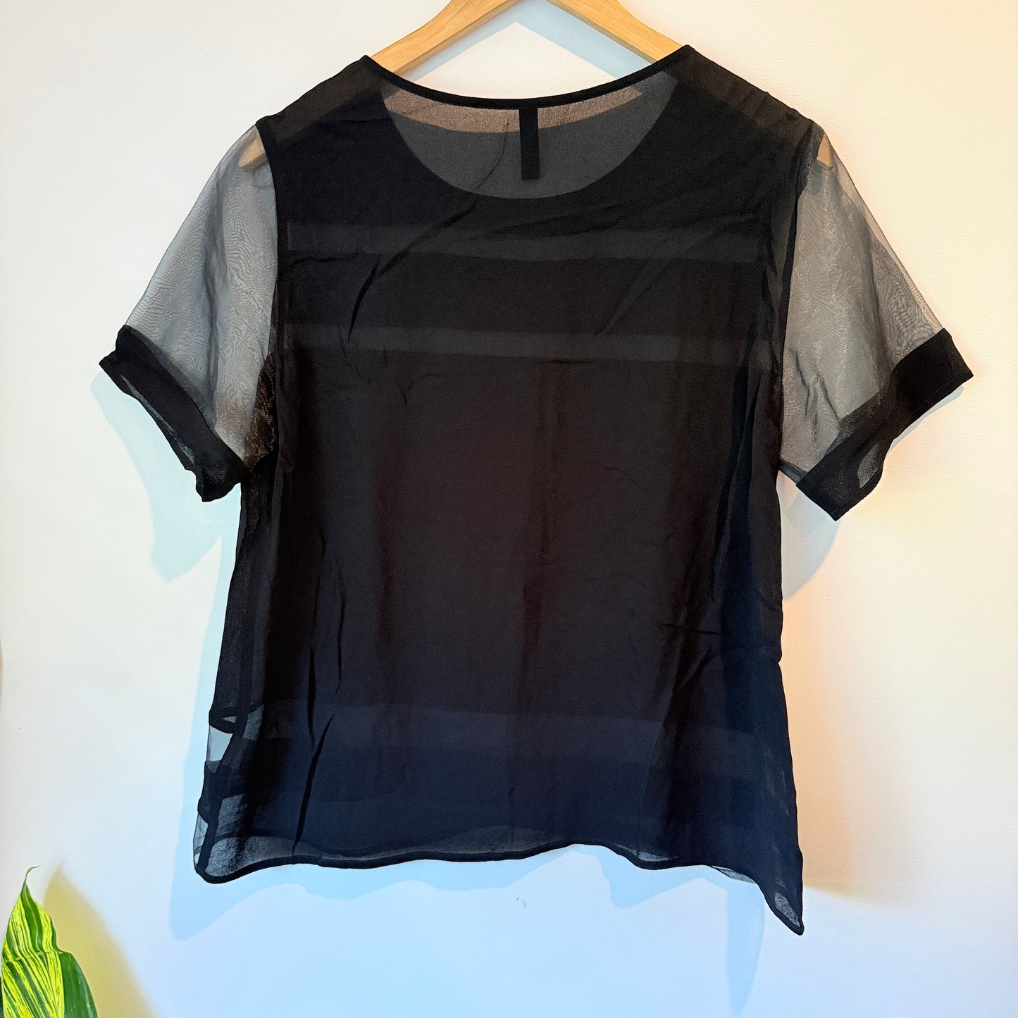 Foil Size 14 Semi-Sheer Black Blouse